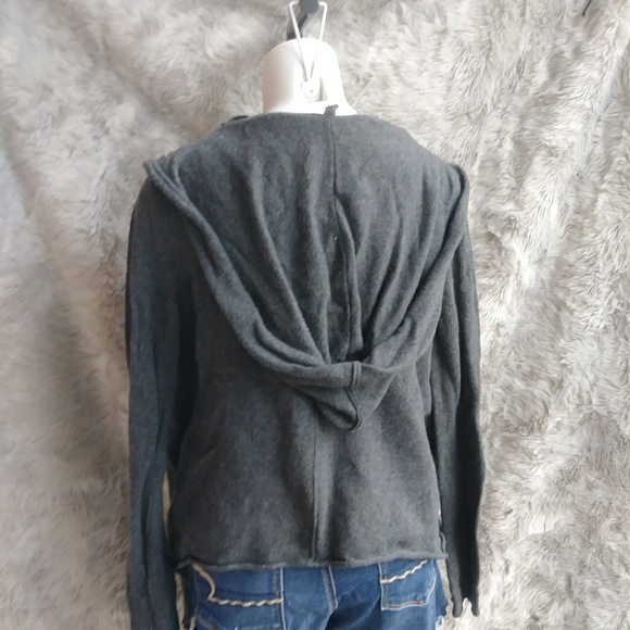 Gray Assymetrical Hooded Cardigan - Picture 2 of 4